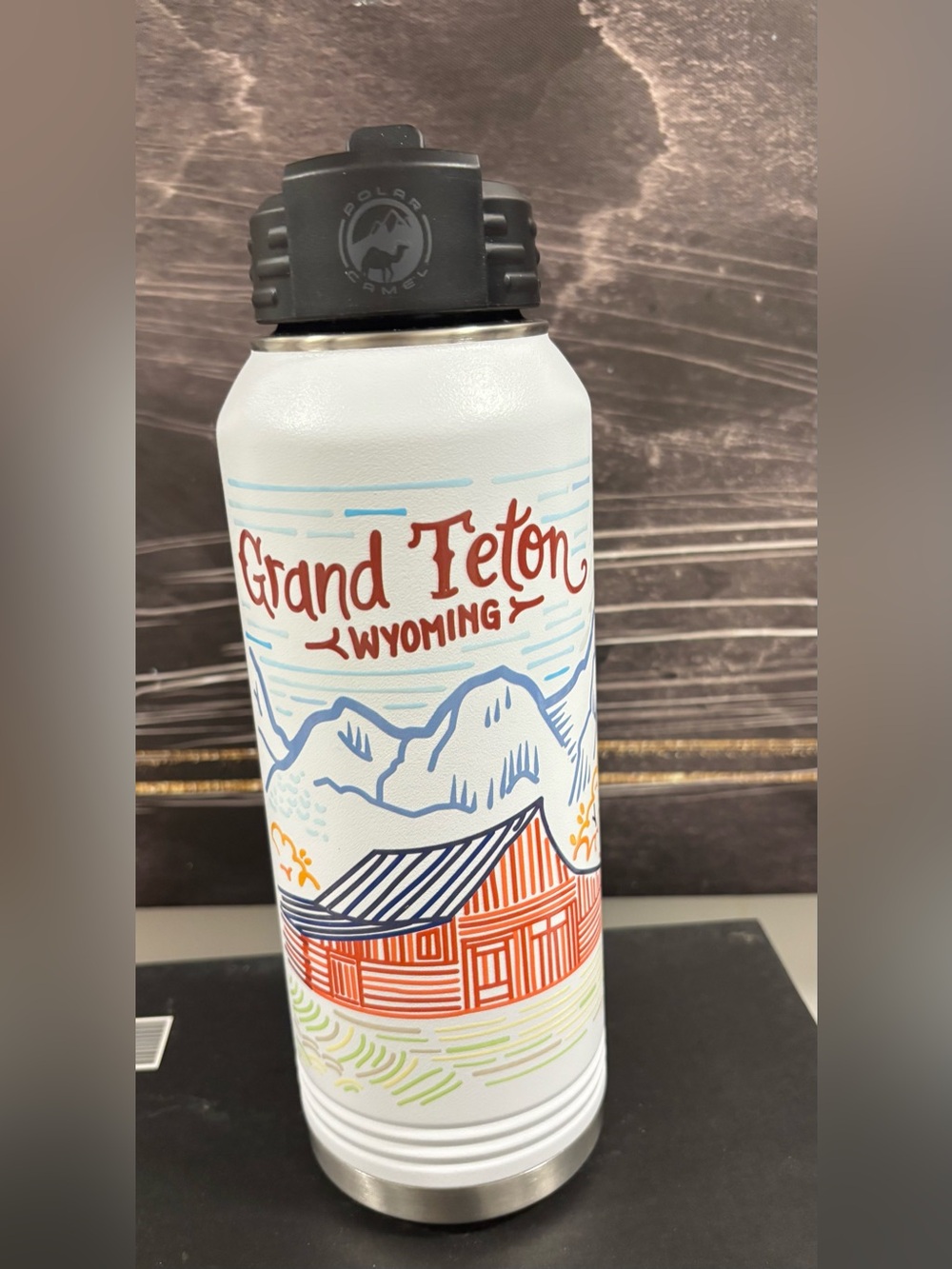Grand Teton Wyoming White Insulated Water Bottle